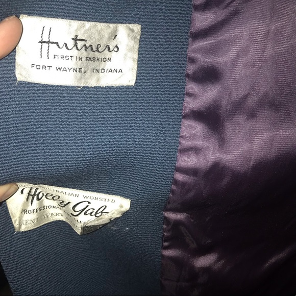 Holly Gab Vintage 1950’s Blue Wool Coat - Picture 4 of 5